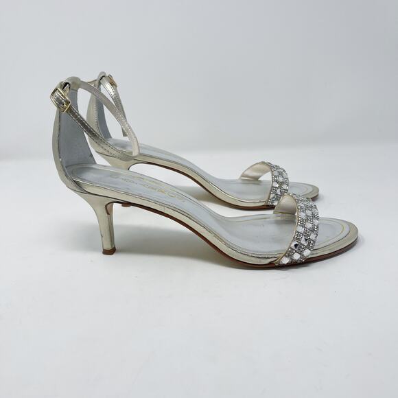 Caparros Size 9 Gold Metallic Starla Rhinestone Embellished Evening Heels Sandal - Picture 2 of 14